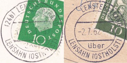 BRD - (24b)+aptiert Lensterstrand ü. Lensahn Poststelle I 2 Karten 1961/62