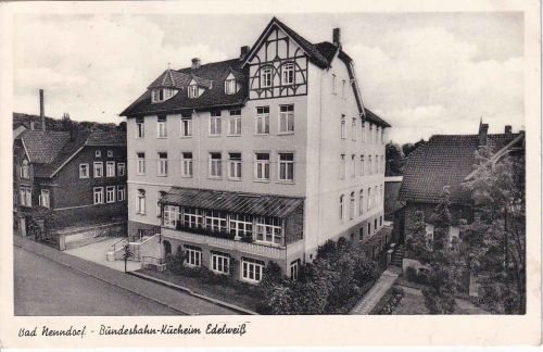 Niedersachsen - Bad Nenndorf Bundesbahn-Kurheim Edelweiß sw-AK 1956