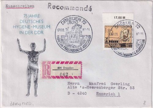 DDR - Dresden 1987 European Prosthoidontic Association SST Einschreibebrief