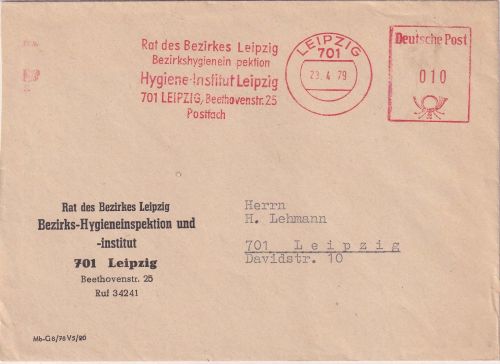DDR - Leipzig 1979 10 Pfg. AFS Hygiene-Institut Bezirkshygieneinspektion