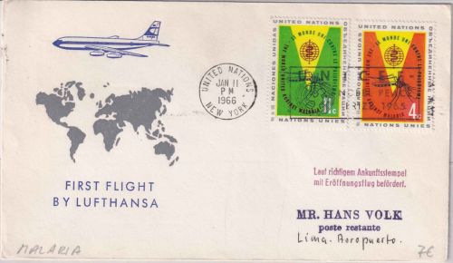 UNO New York - 4+11 C. Malariabekämpfung LH-Erstflug New York - Lima 1966