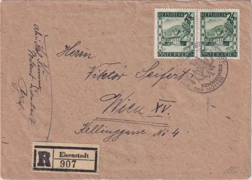 Österreich - Eisenstadt 24.5.47 SST I.P.Semmelweis "Der Retter der Mütter"