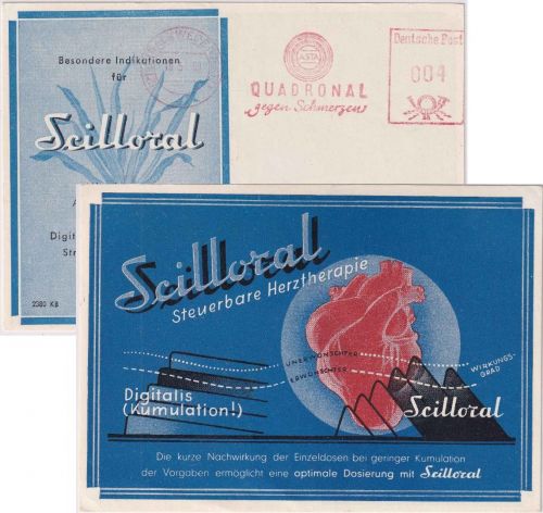 BRD - Brackwede 1950 4 Pfg. AFS "Quadronal gegen Schmerzen" Drucksachenkarte