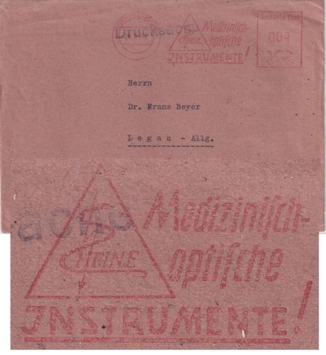 Bizone - Herrsching 25.9.48 4 Pfg. AFS "Heine Instrumente" Drucksachenbrief