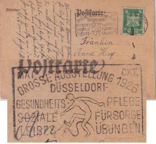 DR - Düsseldorf 1926 "Ausstellung Gesundheit, Pflege..." Masch.werbestpl. Karte