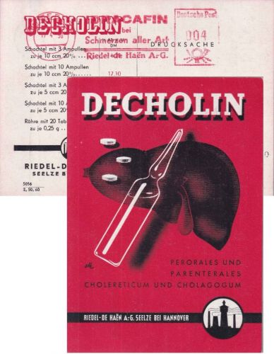 BRD - Seelze 1950 4 Pfg. AFS Riedel-De Haen AG Drucksachenkarte n. Legau