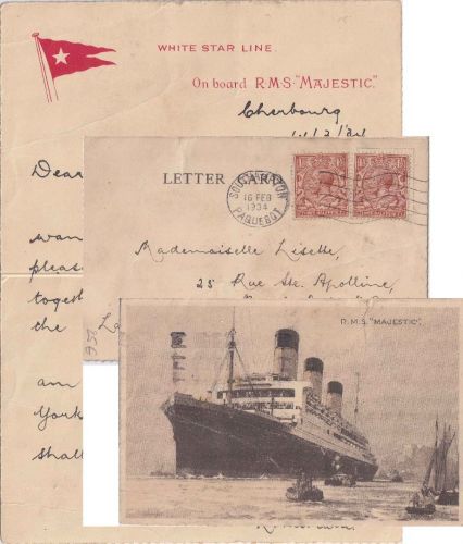 England - 2x1 1/2 P. George V. Shipletter Southampton Paquebot - Paris 1934
