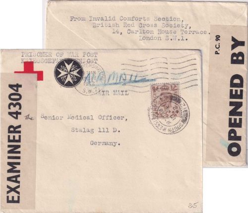 England - 5 P. George VI. POW-Brief South Kensington - Stalag IIID 12.2.42