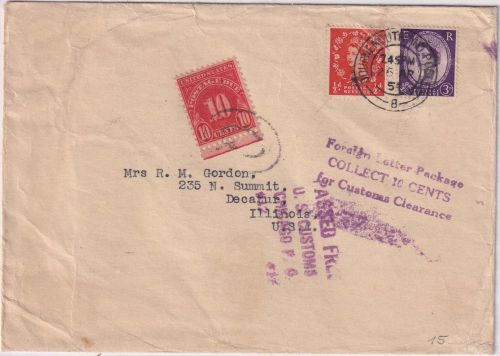 England - 3+1/2 P. Elizabeth Brief n. USA Bournemouth 1954 - Nachporto