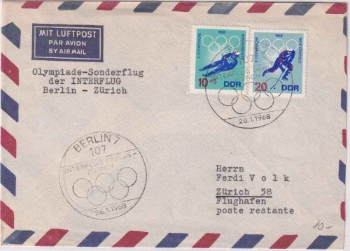 DDR - Interflug Olympia-Sonderflug Berlin - Zürich 1968