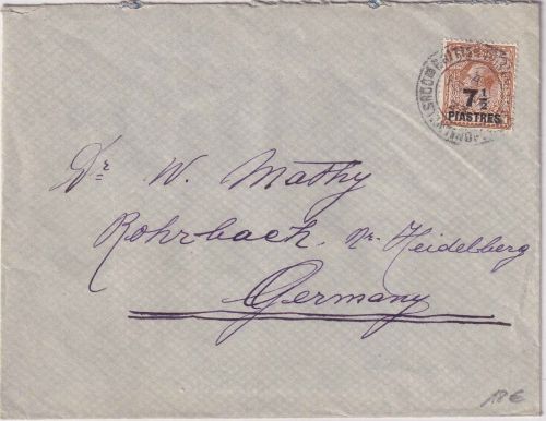 Brit. Post Türkei - 7 1/2 Pia. George V. Brief Constantinopel - Rohrbach 1923