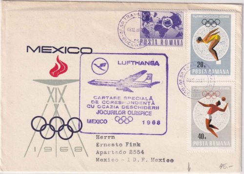 Rumänien - Olympiade 1968 Mexiko Sonderflug Lufthansa Bukarest-FFM-Mexico