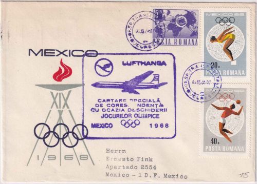 Rumänien - Olympiade 1968 Mexiko Sonderflug Lufthansa Bukarest-FFM-Mexico
