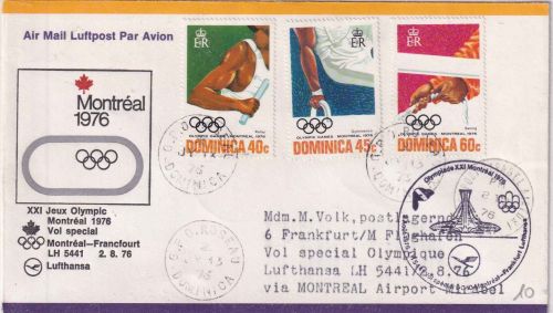 Dominica - Olympiade 1976 Lufthansa Sonderflug Montreal - FFM Zuleitungspost