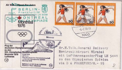 Berlin - Olympiade 1972 LH-Sonderflug Frankfurt a/M (ab Berlin !) - Montreal
