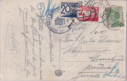 Italien - 20 C. Victor E.III Karte n. ÖSTERREICH Chiari Innsbruck 1926 Nachporto