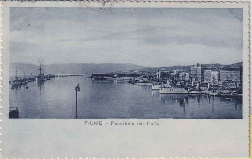 Italien - Fiume Hafenansicht mit Kriegsschiffen sw-AK gelaufen 1931