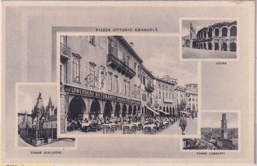 Italien - Verona Ristorante Löwenbräu sw-Mehrbild-AK ungelaufen ca. 1950