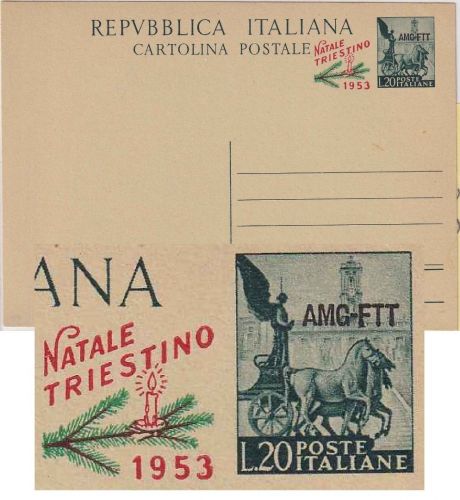 Italien/Triest/Zone A - 20 L Ganzsache/Überdruck "Natale Triestino 1953" ungebr.