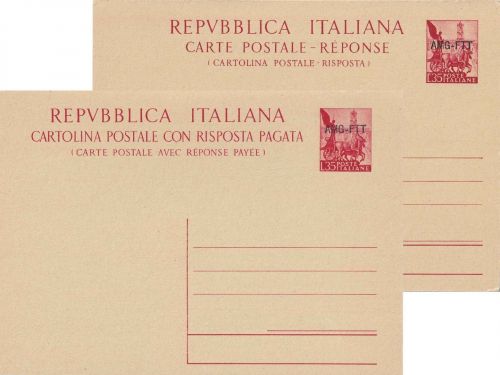 Italien/Triest/Zone A - 35/35 L. Karosse Antwortganzsache/Überdruck AMG-FTT