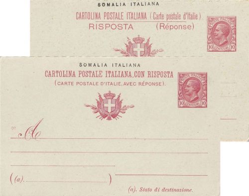 Italien/Somalia - 10/10 C. Victor E.III Antwortganzsache ungebraucht