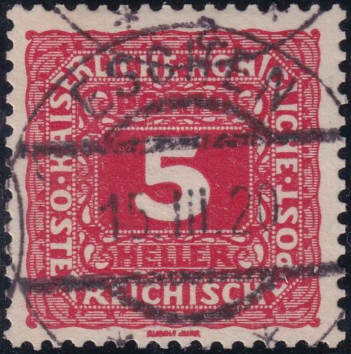 Liechtenstein/Österreich - 5 H. Portomarke Mitläufer gestpl. Eschen 15.3.20