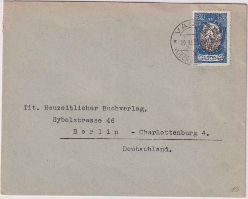 Liechtenstein - 30 Rp. Freimarke Brief Vaduz - Berlin 19.3.1930