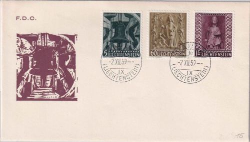 Liechtenstein - Weihnachten Schmuck-FDC Vaduz 2.12.1959