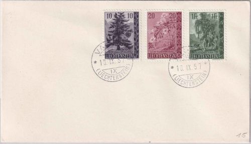 Liechtenstein - Bäume u. Sträucher I FDC Vaduz 10.9.57