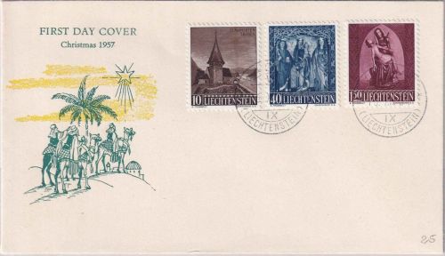 Liechtenstein - Weihnachten Schmuck-FDC Vaduz 16.12.1957