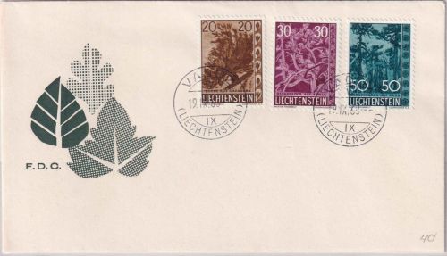 Liechtenstein - Bäume u. Sträucher IV Schmuck-FDC Vaduz 19.9.1960