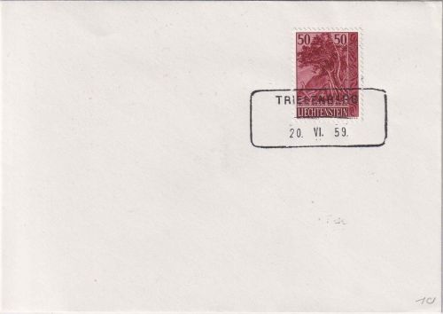 Liechtenstein - Triesenberg 20.VI.59 Ra2 Blankoabschlag Kuvert m. 50 Rp.