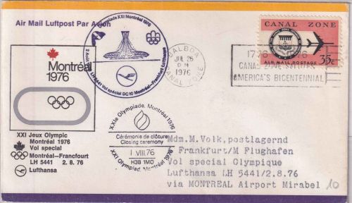 Canal Zone - Olympiade 1976 LH-Sonderflug Zuleitungspost Montreal - FFM
