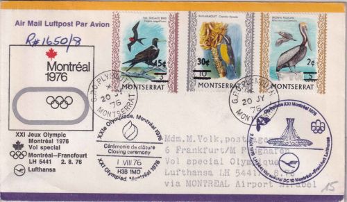 Montserrat - Lufthansa Olympia-Sonderflug Montreal FFM Zuleitungspost 1976