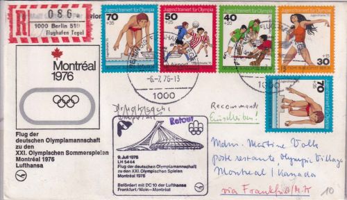 Berlin - Olympiade 1976 Sonderflug/Dt. Olympia-Mannschaft FFM - Montreal 9.7.76