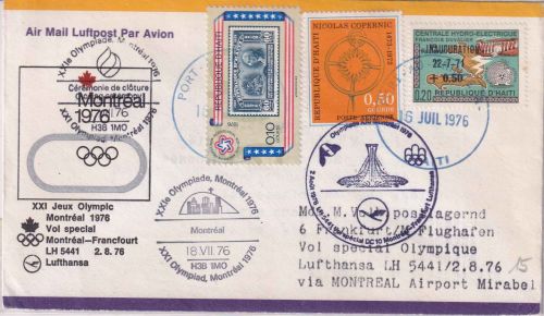 Haiti - Olympiade 1976 Lufthansa Sonderflug Montreal - FFM Zuleitungspost
