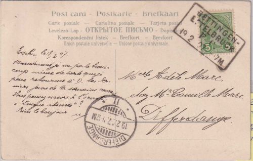 Luxemburg - Bahnpost Bettingen Ettelbrück FC Ra4 Karte n. Differdange 1907
