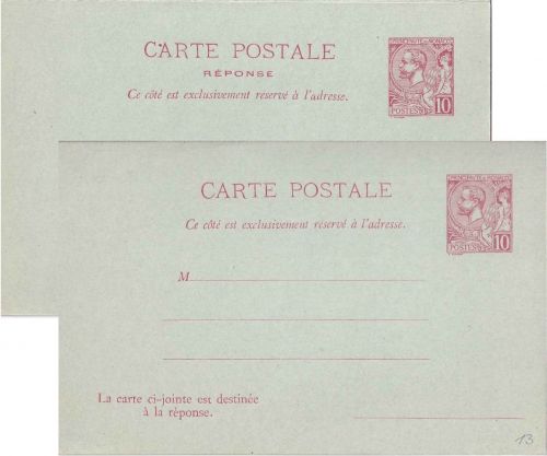 Monaco - 10/10 C. Albert I. Ganzsache/Doppelkarte ungebraucht Ausgabe 1901