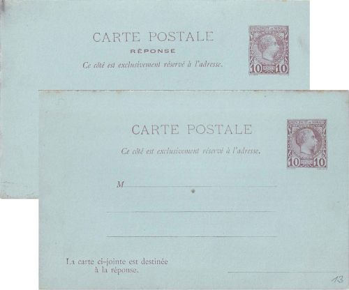 Monaco - 10/10 C. Charles III. Ganzsache/Doppelkarte ungebraucht Ausgabe 1886