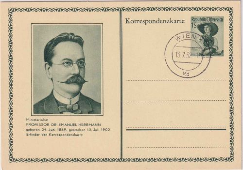 Österreich - 1 S. Trachen Sonderganzsache 50. Todestag Prof. Dr. E. Herrmann
