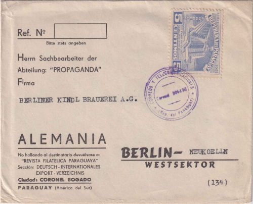 Paraguay - 5 C. Columbus Mausoleum Drucksachenbrief Coronel Bogado - Berlin 1952