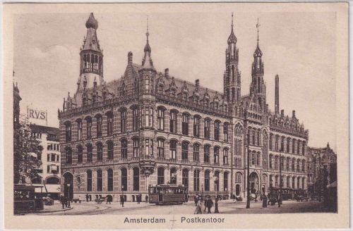 Niederlande - Amsterdam Postkantoor sw-AK gelaufen 1927