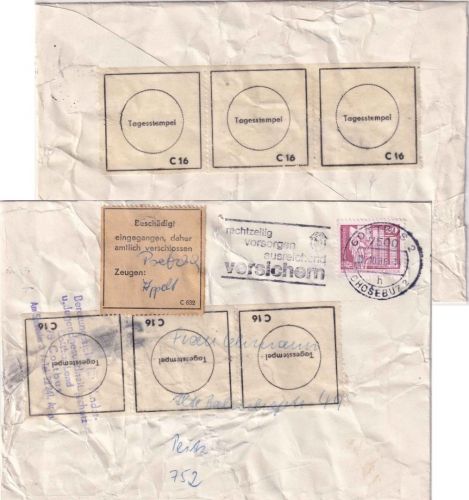 DDR - Cottbus 1980 Brief n. Peitz - "Beschädigt eingegangen..." Verschlusszettel