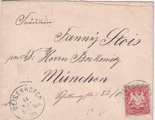 Bayern - Deisenhofen 14. NOV 95 K1 Brief 10 Wappen n. München