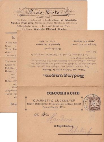 Bayern - 3 Pfg. Wappen Drucksachenkarte München - Ebstorf 1899