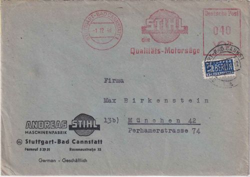 Bizone - Stuttgart-Bad Cannstatt 1.12.49 40 Pfg. AFS + Notopfer (Ersttag !)