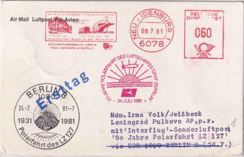 BRD - Neu-Isenburg 1981 Zuleitungspost Interflug 50 J. Polarfahrt LZ 127