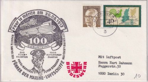 BRD - Hannover 1976 100. Geb. Peter Strasser (Marine-Luftschiffe) Sondercachet