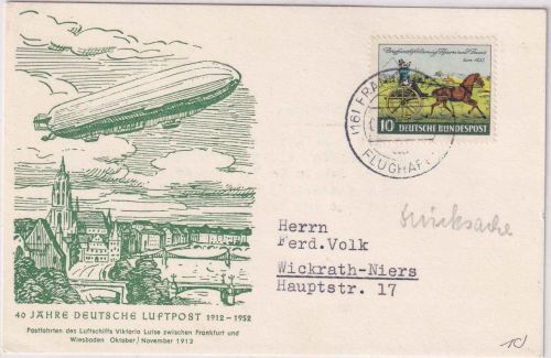 BRD - Frankfurt Flughafen 7.11.1952 Sonderkarte 40 J. Deutsche Luftpost