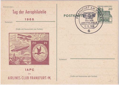 BRD - Frankfurt a/M 1966 Tag d. Aerophilatelie amtl. Ganzsache mit priv. Zudruck